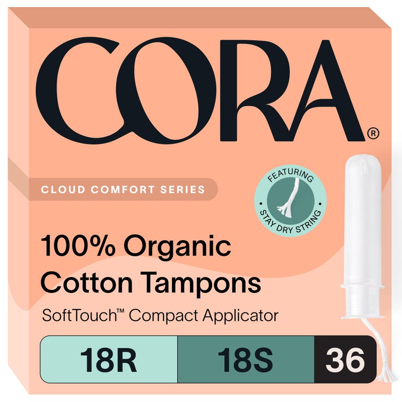 Cora Organic Tampons Multipack (18 Regular, 18 Super Tampons) - Image 1
